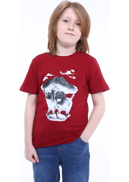 Bulutlu Yavru Kangal Baskı T-Shirt