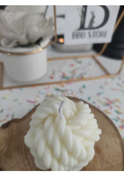 Sandal Kokulu Soya Wax Örgü Dekoratif Mum