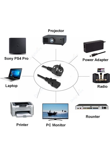 Power Güç Kablosu Bilgisayar Monitör Power Güç Kablosu 3x1