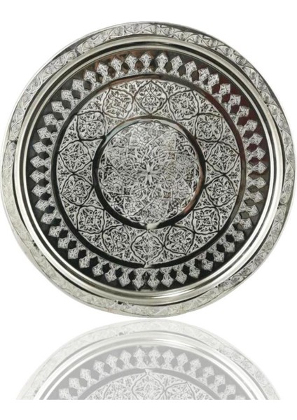 Bakır Servis Sunum Tepsisi Gri