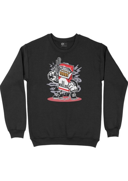 Beyaz Spor Araba Siyah Sweatshirt