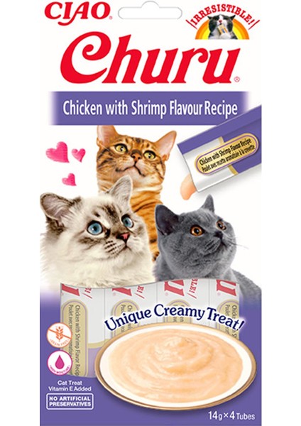 Churu 4X14GR Püre Tavuk&karides Kedi Maması