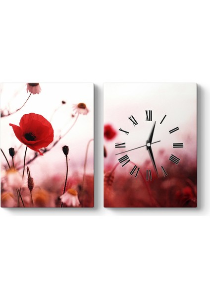 Gelincik 2 Parçalı Tablo Saat