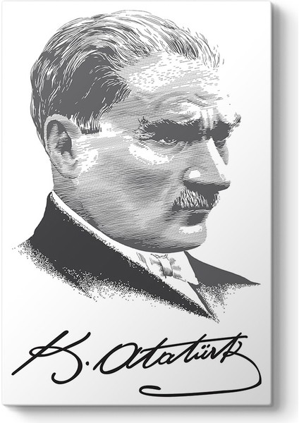 Atatürk Imza Siyah Beyaz Tablosu