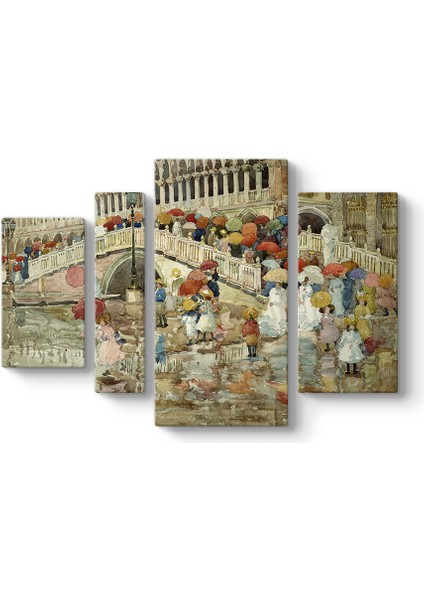 Maurice Prendergast - Yağmur Şemsiyeleri Tablosu