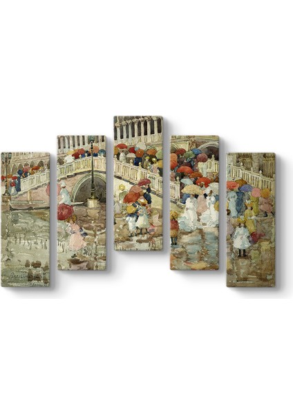 Maurice Prendergast - Yağmur Şemsiyeleri Tablosu