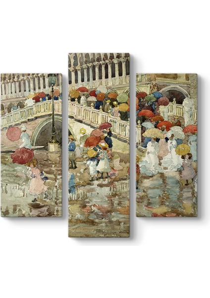 Maurice Prendergast - Yağmur Şemsiyeleri Tablosu