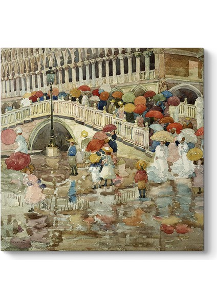 Maurice Prendergast - Yağmur Şemsiyeleri Tablosu