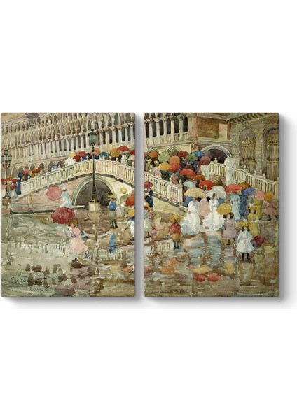 Maurice Prendergast - Yağmur Şemsiyeleri Tablosu