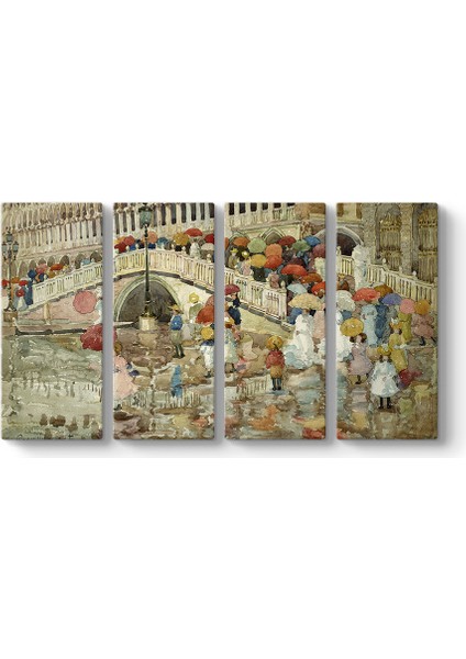 Maurice Prendergast - Yağmur Şemsiyeleri Tablosu