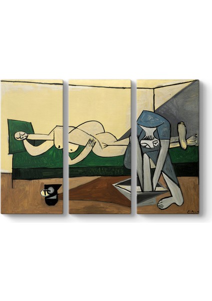 Pablo Picasso - Nu Couche Et Femme Se Lavant Les Pieds Tablosu