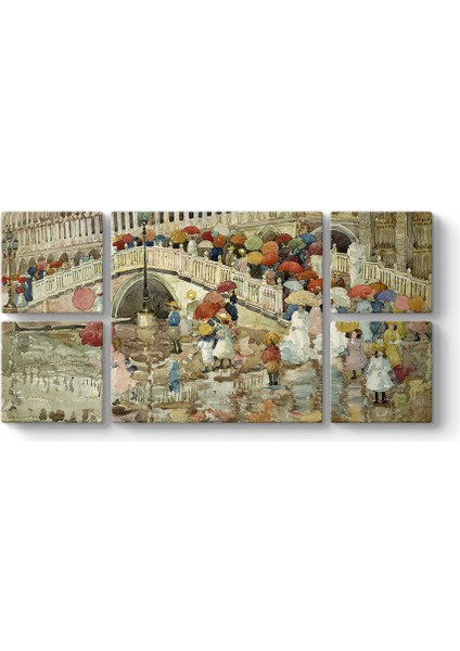 Maurice Prendergast - Yağmur Şemsiyeleri Tablosu