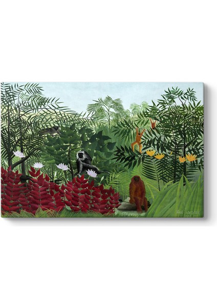 Henri Rousseau - Tropikal Ormanda Maymunlar Tablosu