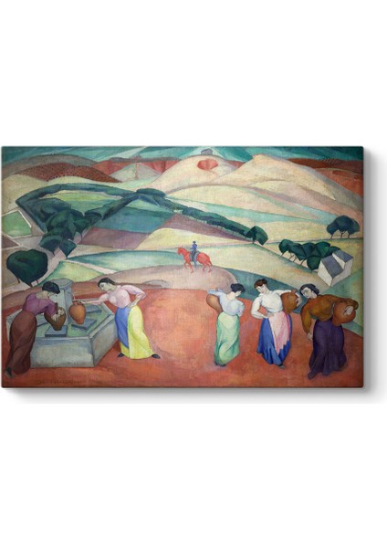 Diego Rivera - At The Fountain Of Toledo Tablosu