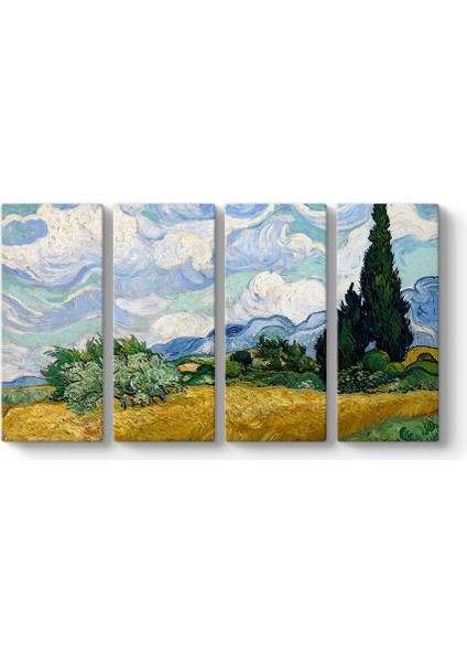 Vincent Van Gogh - Selvi Ağaçlı Buğday Tarlası Tablosu