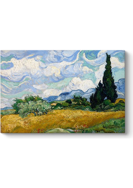 Vincent Van Gogh - Selvi Ağaçlı Buğday Tarlası Tablosu