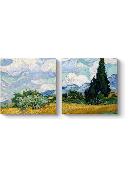 Vincent Van Gogh - Selvi Ağaçlı Buğday Tarlası Tablosu