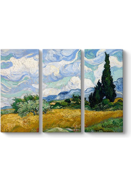 Vincent Van Gogh - Selvi Ağaçlı Buğday Tarlası Tablosu