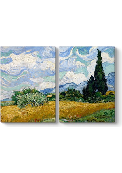 Vincent Van Gogh - Selvi Ağaçlı Buğday Tarlası Tablosu