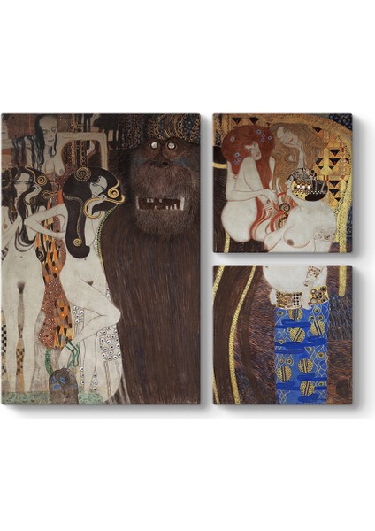 Gustav Klimt - Beethoven Frizi Düşman Güçler Tablosu