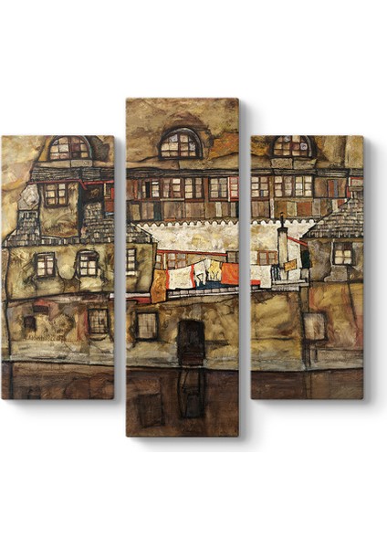 Egon Schiele - Nehirdeki Ev Duvarı Tablosu
