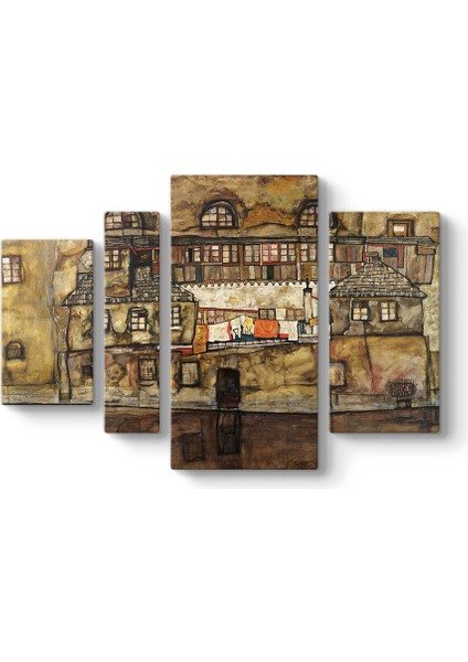 Egon Schiele - Nehirdeki Ev Duvarı Tablosu