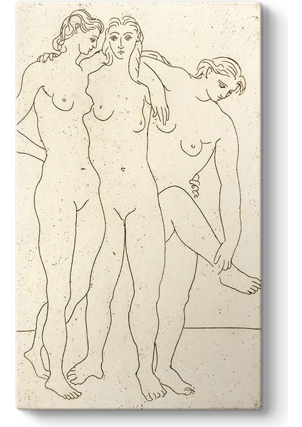 Pablo Picasso - Les Trois Baigneuses Tablosu