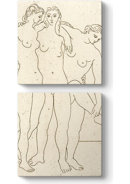 Pablo Picasso - Les Trois Baigneuses Tablosu