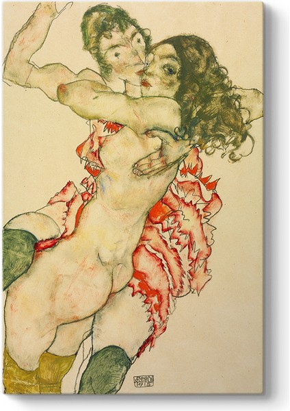 Egon Schiele - Two Women Embracing Tablosu
