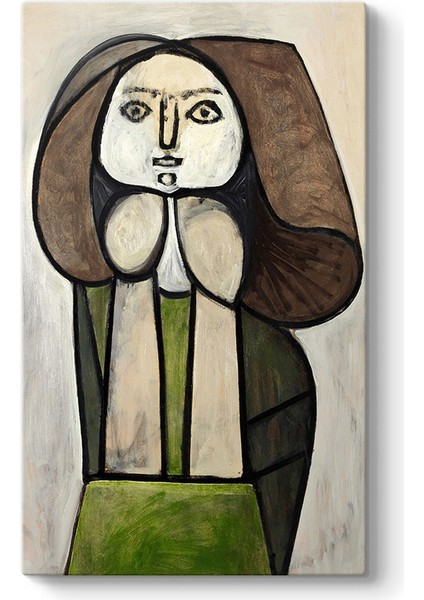 Pablo Picasso - Femme A La Robe Verte Femme Fleur Tablosu