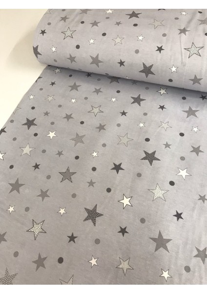 Pamuklu Bebek ve Çocuk Lastikli Çarşaf Harika Gri Yıldızlar 90X180