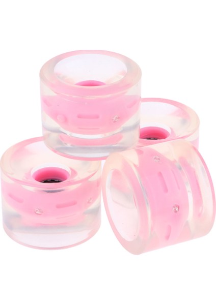 4 Adet Light Up 70MM Kaykay Longboard Tekerlekler Manyetik Çekirdek Aydınlatma Pembe (Yurt Dışından)