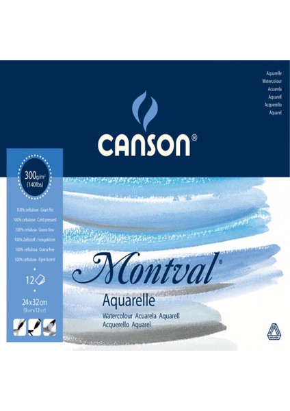 Canson Montval Sulu Boya Defteri 300 gr 24 x 32 cm 12 Yaprak