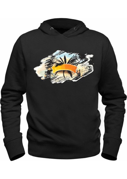 Palmiye Baskılı Çocuk Siyah Sweatshirt