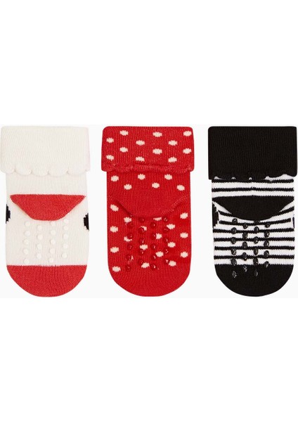 3'lü Paket Minnie Desenli Taban Altı Kaydırmaz Baskılı Havlu Bebek Çorabı fiyatları