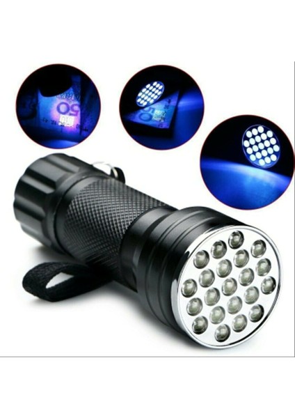 Uv Fener 21 LED Para Kontrol Ultraviyole Fener (Mor Işık) PM-6351