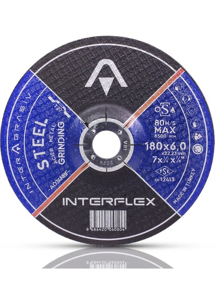 Interflex Metal Taşlama Taş Disk 180X6 Bombeli