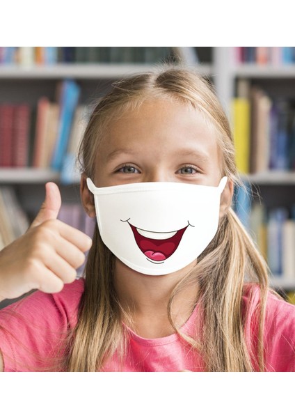 Yıkanabilir Beyaz Çocuk Maske-5