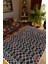 Kilim Desenli Otantik Eskitme Siyah Bordo Kaydırmaz Kesme Yıkanabilir Ince Halı 1