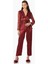 1121 Kadın Saten Dantelli Pijama Takımı-Bordo 1