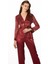 1121 Kadın Saten Dantelli Pijama Takımı-Bordo 2
