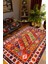 Kilim Desenli Otantik Eskitme Kırmızı Kaydırmaz Kesme Yıkanabilir Ince Halı 1