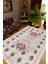 Kilim Desenli Otantik Eskitme Ekru Gri Gülkkurusu Kaydırmaz Kesme Yıkanabilir Ince Halı 1