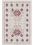 Kilim Desenli Otantik Eskitme Ekru Gri Gülkkurusu Kaydırmaz Kesme Yıkanabilir Ince Halı 2