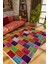 Modern Patchwork Bordo Kaydırmaz Kesme Yıkanabilir Ince Halı 1