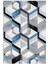 Modern Geometrik Mavi Gri Siyah Kaydırmaz Kesme Yıkanabilir Ince Halı 2