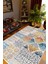Otantik Eskitme Patchwork Turuncu Gri Kahverengi Mavi Kaydırmaz Kesme Yıkanabilir Ince Halı 1