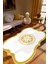 Klasik Modern Altın Gold Sarı Ekru Kahverengi Kaydırmaz Kesme Yıkanabilir Ince Halı 1