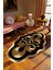 Klasik Modern Gold Altın Siyah Metalik Kaydırmaz Kesme Yıkanabilir Ince Halı 1