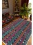 Kilim Desenli Otantik Eskitme Turkuaz Kaydırmaz Kesme Yıkanabilir Ince Halı 1